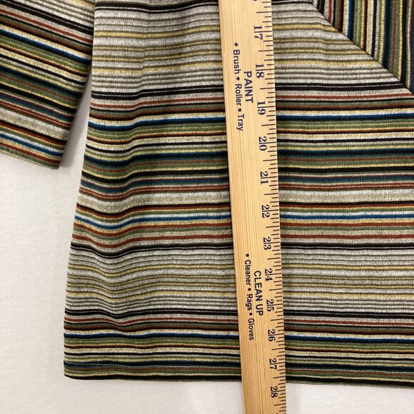 New Cyrus Large Multi Color Striped Stretch knit 3/4 Sleeve Casual Blouse - Picture 4 of 8